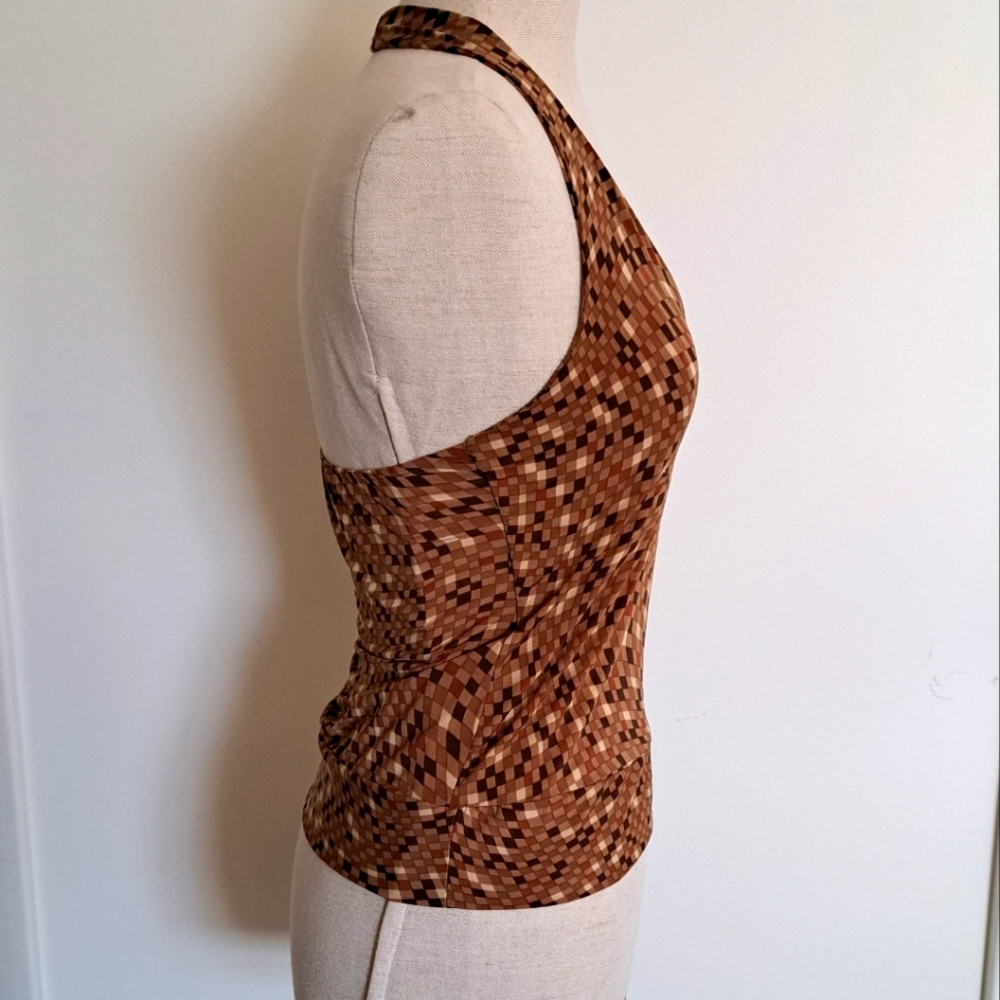 Vintage Brown and tan checkered halter top - Picture 5 of 6